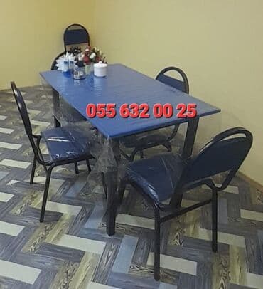 bağça üçün: Yeni, Kvadrat masa, Açılmayan, Stullar ilə, Dəri — 2