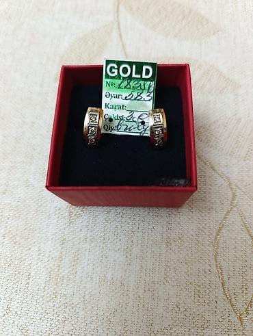 sirqa modelleri: Sırğa, Sarı qızıl, 583 Əyar, 3 g — 4