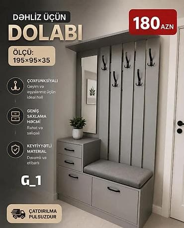 Dəhliz üçün çoxfunksiyalı dolab – geyim və əşyalarınızı səliqəli