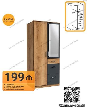 taxta dolab: İki qapılı dolab – LA Mini (Laconic & Minimalism) - Ölçülər — 1
