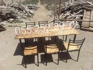 stol və stul dəstləri: Yeni, Kvadrat masa, 6 stul, Açılmayan, Stullar ilə, Taxta, Azərbaycan — 5