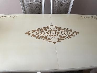 ustol ustul: Klassik üslublu yemək dəsti - Komplekt: 1 masa + 6 stul - Üslub — 3