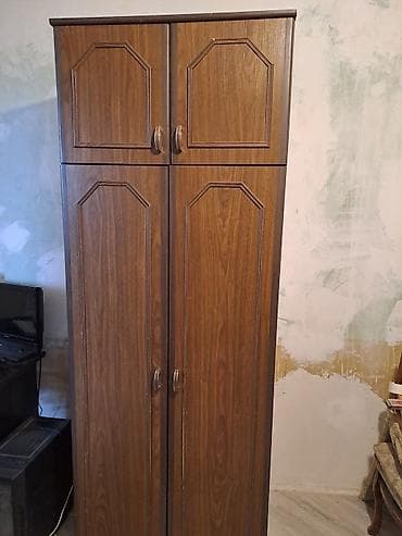 kitab refi mebel: 4 qapılı, Qəhvəyi, Taxta, Açılan, Düz dolab — 1