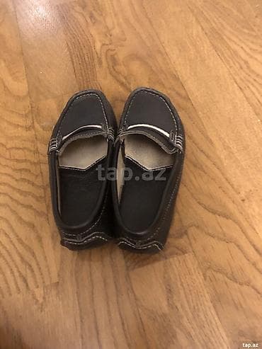 Uşaq ayaqqabıları: Uşaq loaferi – qara rəngdə, mokasin tipli. - Material: yumşaq — 2
