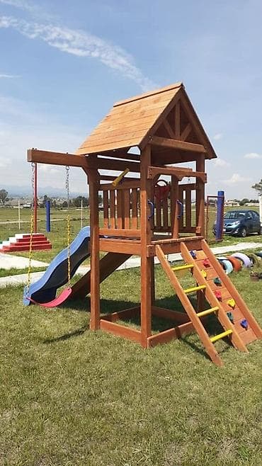 Uşaq üçün ağacdan həyətyanı oyun kompleksi - Material: keyfiyyətli