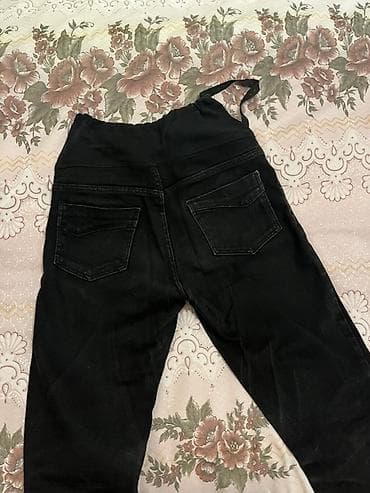 prada: Hamiləlik üçün qara cins şalvar - Model: hamiləlik cinsi, yüksək bel — 2