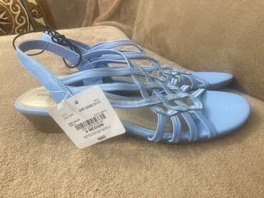 женские босоножки на широкую ногу: Размер: 38, цвет - Голубой, Новый — 3