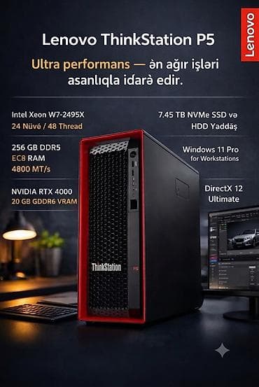 256 ssd: Super Güclü Workstation — Lenovo ThinkStation P5 Təcili satılır real — 1