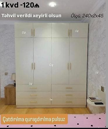 6 qapı, Siyirməli, Ağ, Açılan, Düz dolab