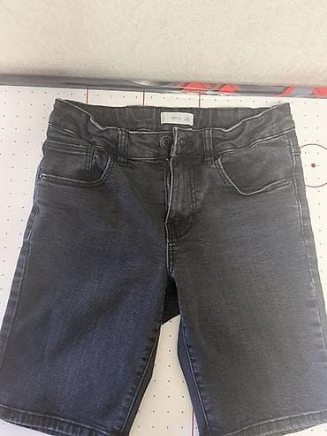 kişi şortları: MNG (Mango) denim şort - Rəng: tünd boz/qartımış “washed” effektli - — 1