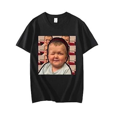 Топы и рубашки: Qara rəngli qısaqol T-shirt kolleksiyası – ön hissədə yumoristik uşaq — 1