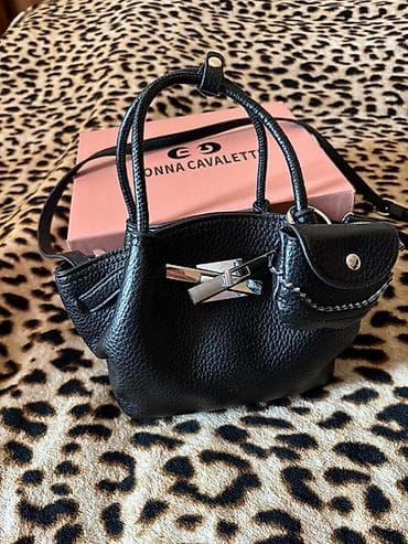 converse canta: Donna Cavaletti mini çanta - Rəng: qara - Material: xırda toxumalı — 1