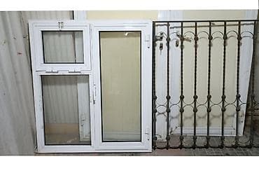 plasik pencere: PVC pəncərə dəsti və dəmir barmaqlıq.Ölçü-1.04×1.20 - Material: ağ — 1