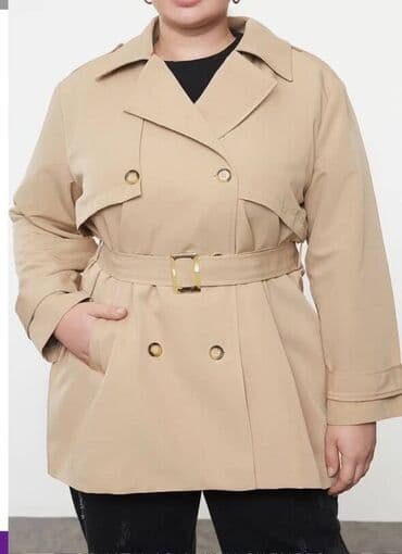 trenc: Plaş, Trendyolmilla, 4XL, rəng - Bej — 1