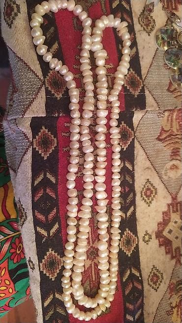 buji: Təbii inci boyunbağı – uzun, çoxsıralı - Material: təbii incilər — 1