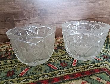 Kəsimli şüşə qablar dəsti - Material: qalın, şəffaf kəsimli şüşə -