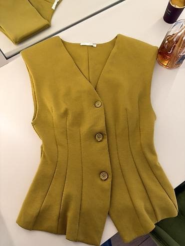 dəri jilet: Jilet, Zara, M, rəng - Sarı — 2