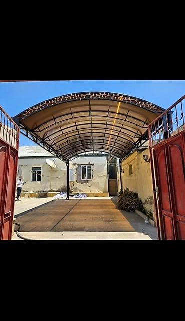Polikarbonat dam örtüklü metal konstruksiya – həyət/qaraj üçün üstörtü
