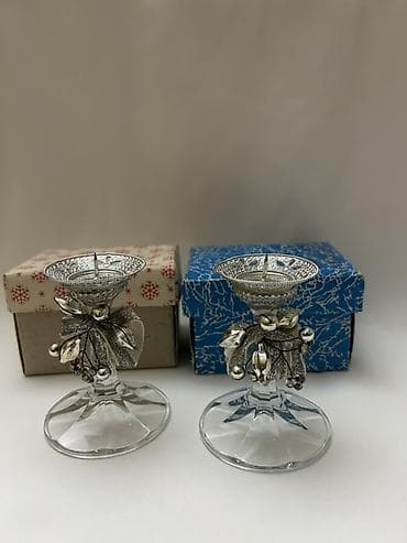 Şamaltı dəst – 2 ədəd - Material: şəffaf şüşə gövdə və ayaq, üst