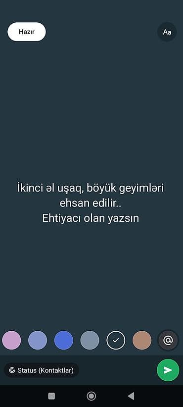 yaz basanoşkalar: Pulsuz ehsan: ikinci əl uşaq və böyüklər üçün geyimlər verilir. - — 1