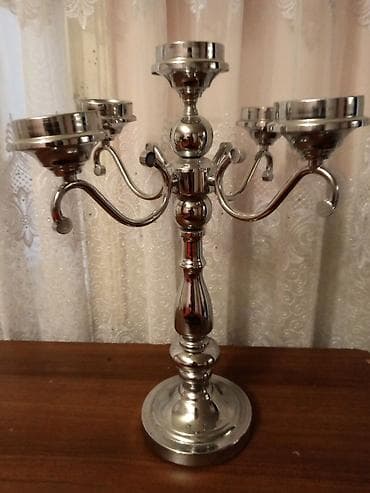 samdan: Metal şamdan – 5 qol - Material: parlaq xrom rəngli metal - Quruluş — 1