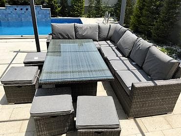 yer surən: Hovlu/terras üçün künc formatlı rattan mebel dəsti - Tərkib: L — 1