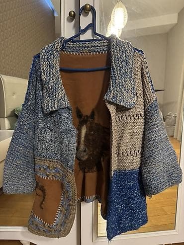 jaket turkce: Unikal dizaynlı əl işı kardiqan/sviter - Model: patchwork üslubunda — 2