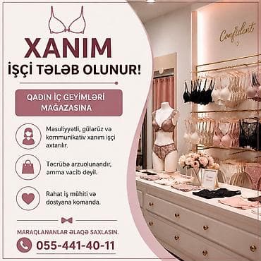 baxici isi: Kassir tələb olunur, Yalnız qadınlar üçün, İstənilən yaş, Təcrübəsiz — 1