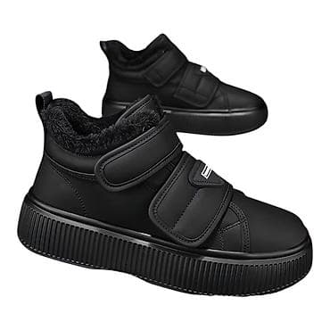 Botinkalar: Мужские утеплённые ботинки на липучках, цвет чёрный, новые, размер — 6