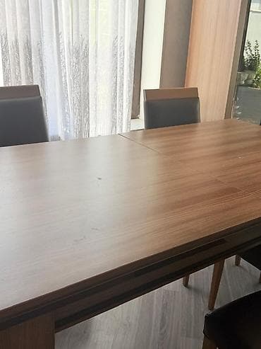 kohnə stul: Yemək masası və 6 ədəd stul dəsti - Dizayn: Müasir üslubda, açıq qoz — 2