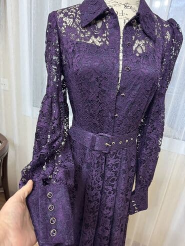 böyük bədən ziyafət geyimləri: Zərif ziyafət geyimləri dəsti - Model 1: Uzun, bənövşəyi-mavi — 4