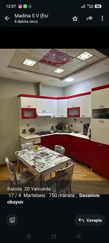 Bakida. 20 Yanvarda 17 / 4 Mərtebesi. 750 manata 2 otagli tam