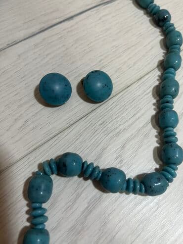 золотые комплекты с бриллиантами в баку: Бусы и клипсы бирюза.СССР — 3