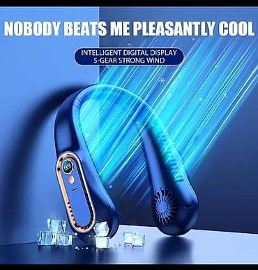 ventilator: Boyunda taxılan portativ USB şarjlı ventilyator - 360° dövriyyəli — 2