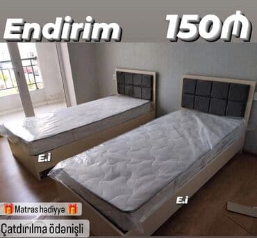 Yeni, Təknəfərlik çarpayı, Bazasız, Matras ilə, Siyirməsiz