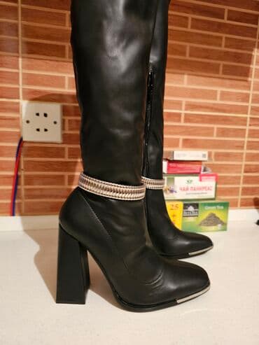 kişi üçün boz rəngli çəkmələr: Çəkmə, Ölçü: 37, rəng - Qara, Yeni — 5