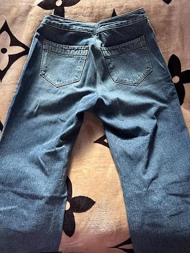 hicab geyimi: Qadın üçün göy düşük bel şalvar Y2k retro vintage model 90lar vibe — 2