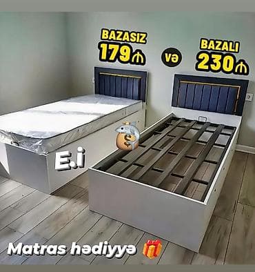 tek kiravatlar: Təknəfərlik çarpayı, Bazasız, Matras ilə — 1
