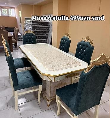 Для гостиной, Нераскладной, Прямоугольный стол, 6 стульев — 1