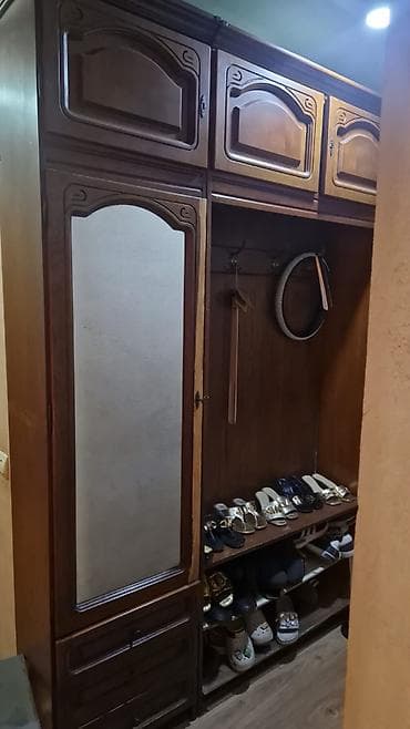 iskaflar: İşlənmiş, 1 qapı, Güzgülü, Qəhvəyi, Açılan, Düz dolab — 1