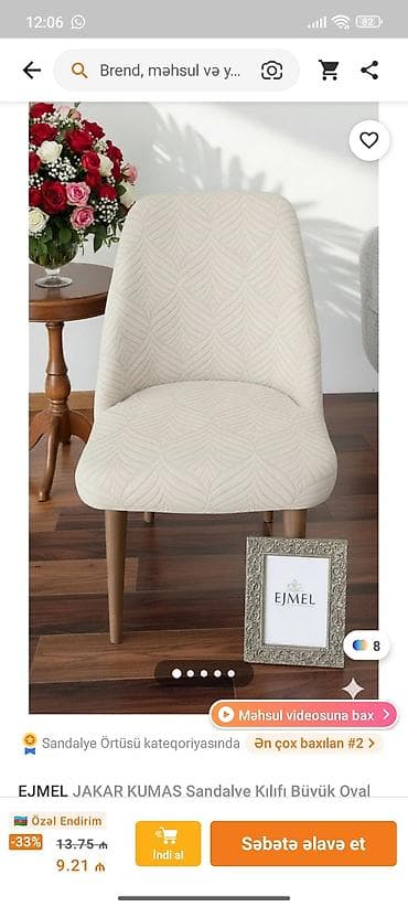 EJMEL Jakar Kumaş Sandalye Kılıfı – Böyük Oval modelyenidir ölçü uyğun