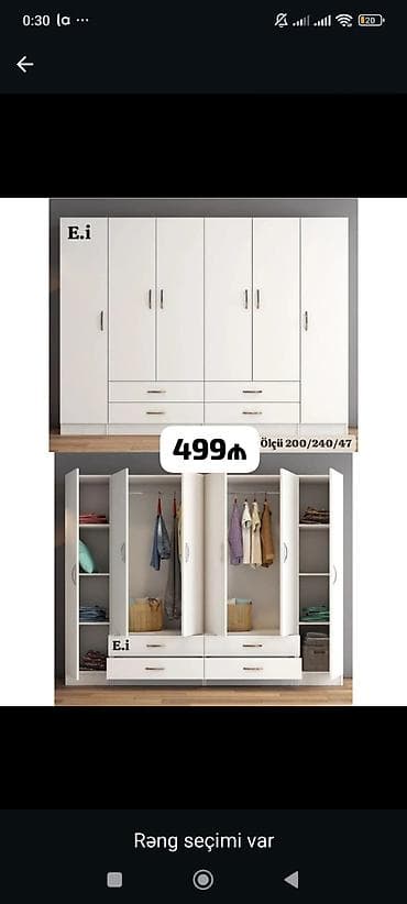 Mebel: çox bölməli paltar şkafı Ölçü: 200/240/47 sm