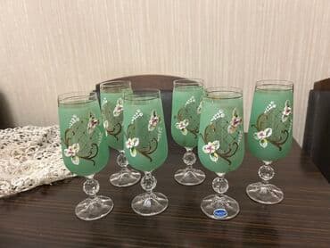 qab dəstləri: Qədəhlər, rəng - Yaşıl, Xrustal, 6 ədədli dəst — 2