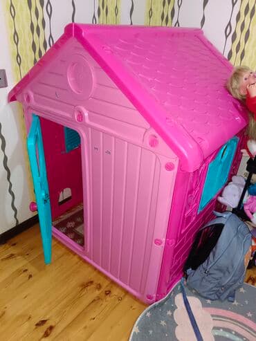 xalca sekilleri: Uşaq oyun evi – plastik materialdan - Rəng: çəhrayı korpus, firuzəyi — 1