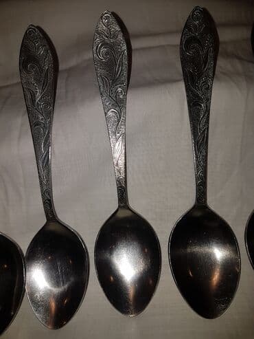 dəm qaşığı: Xörək qaşığı. 12 ədəd. - Dizayn: Dəstənin üzərində oyma bitki — 3