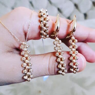 qaş sabitləyici: Dəstə daxildir: Üzük, Sırğa, Bilərzik, Pandora, Sarı qızıl, 585 Əyar, 874 g — 3