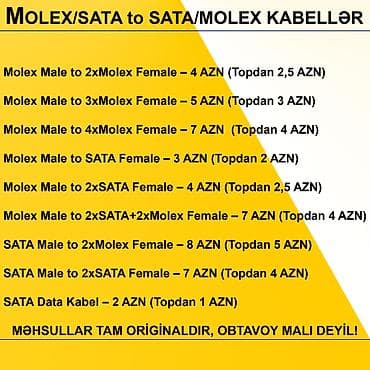 38 pin: 4/6/8/12/24pin/Molex/SATA Kabellər MƏHSULLAR TAM ORİGİNALDIR, OBTAVOY — 7