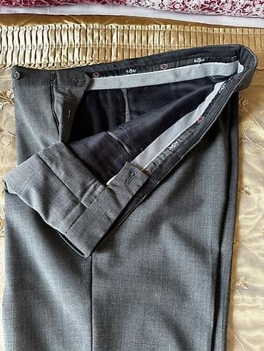 boz linza: Kişi klassik şalvarı – boz rəng, xırda dama naxışlı parça. - Kəsim — 3