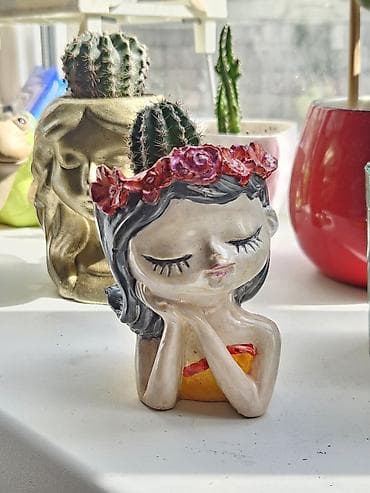 qab gulleri sekilleri: Dekorativ mini dibçəklər və qələm/qutu stendləri dəsti - Retro — 3