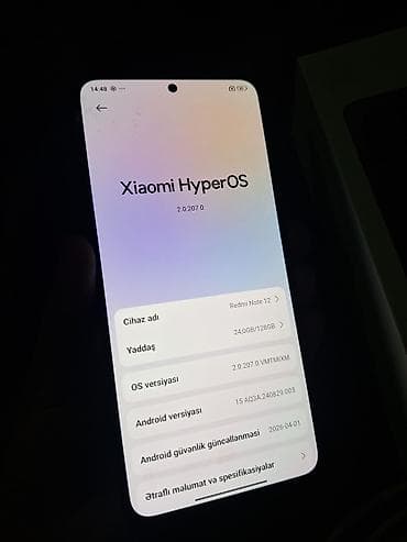 klas 6: Xiaomi 12, 128 GB, rəng - Göy, 
 İki sim kartlı — 7